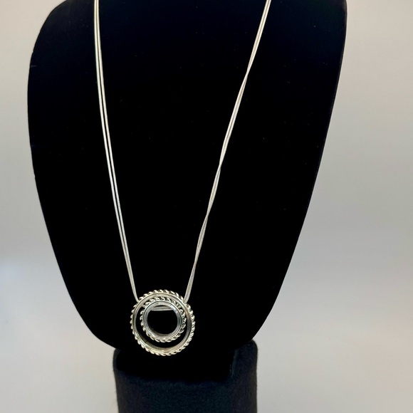 Dana Buchman Silver Double Circle Pendant Necklace - Picture 2 of 7